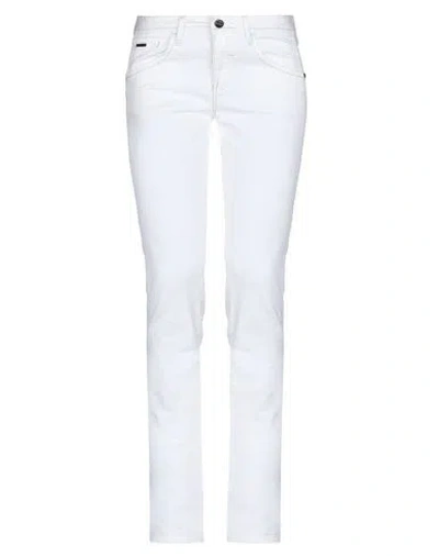 Dek'her Woman Jeans Off White Size 28 Cotton, Elastane