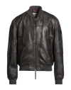 Dekker Man Jacket Charcoal Size Xl Leather In Black