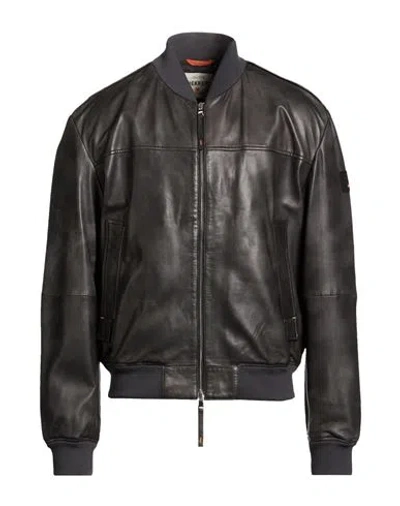 Dekker Man Jacket Charcoal Size Xl Leather In Black