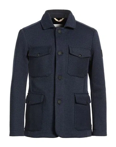 Dekker Man Jacket Navy Size M Polyester, Cotton In Blue