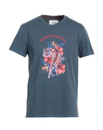 Dekker Man T-shirt Slate Blue Size L Cotton