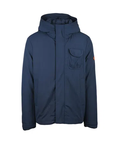 Dekker Multicolor Structured Jacket With Zip And Snap Button Closure In Blue