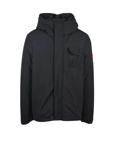 Dekker Quilted Jacket With Hood And Functional Details In Black