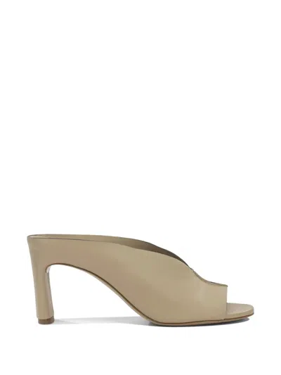 Del Carlo Beige Calf Leather Leather Heeled Shoes In Neutral