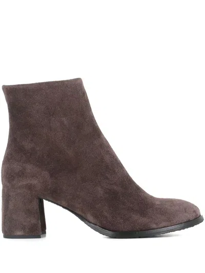 Del Carlo Woman Ankle Boots Dark Brown Size 9.5 Soft Leather In Grey