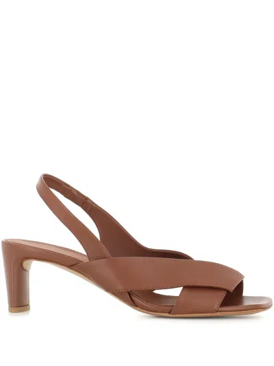 Del Carlo 55mm Leather Sandals In Brown