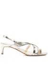 Del Carlo 55mm Snakeskin-effect Sandals In Gold