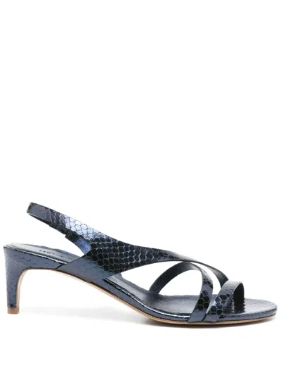 Del Carlo 60mm Snakeskin-effect Sandals In 蓝色