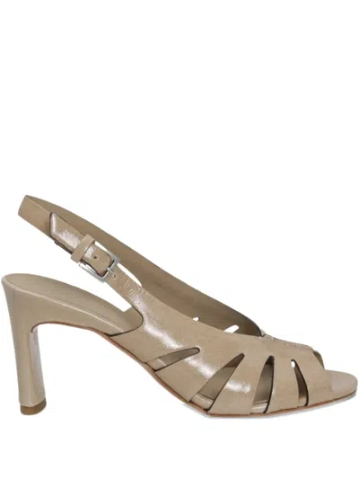 Del Carlo 75mm Slingback Cut-out Sandals In Neutral