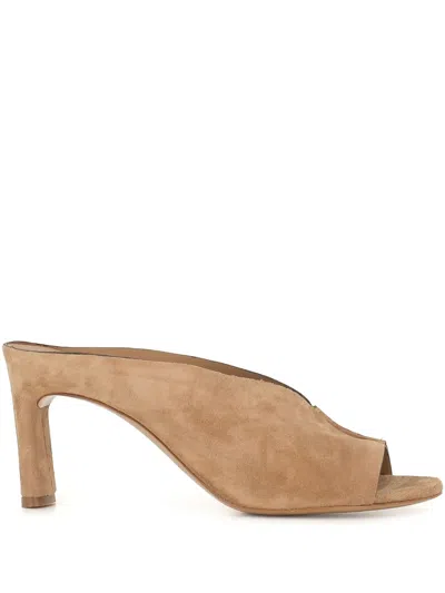 Del Carlo 80mm Suede Mules In Neutrals