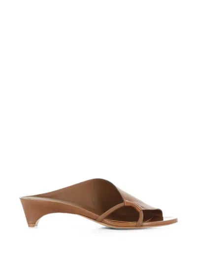 Del Carlo Ava Asymmetric-strap Leather Sandals In Brown