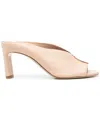 Del Carlo Grainy Leather Mules In Beige