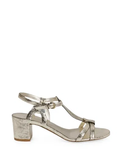 Del Carlo Betty Cracked-effect Leather Sandals In Silver