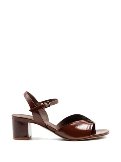 Del Carlo Betty Crossover-strap Block-heel Sandals In Brown