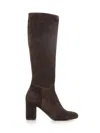 Del Carlo Block-heel Suede Boots In Brown