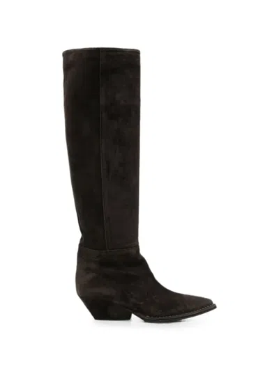 Del Carlo Pointed-toe Suede Boots In Black