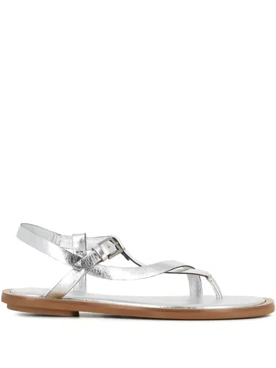 Del Carlo Buckle Ankle-strap Sandals In Silver