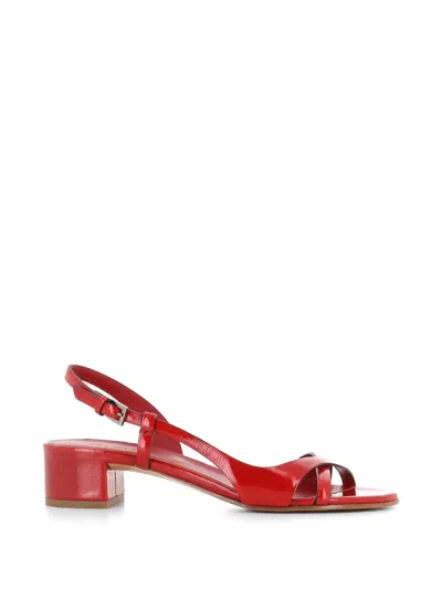 Del Carlo Red Calf Leather Sandals In Multi