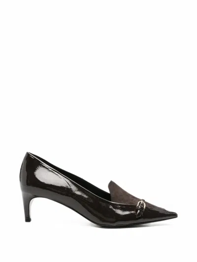 Del Carlo Buckle-detail Patent Leather Pumps In Animal Print