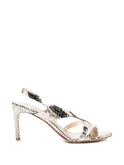 Del Carlo Cannes 11527 Strappy Snake-effect Sandals In Gold