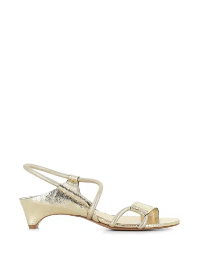 Del Carlo Crackled Strap Sandals In Gold
