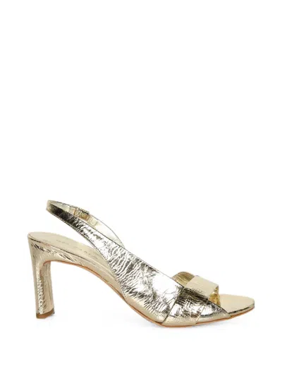 Del Carlo Crinkled-effect Slingback Sandals In Gold