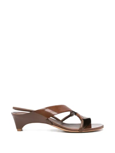 Del Carlo Crossover-strap Slingback Sandals In Brown