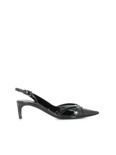 Del Carlo 60mm Slingback Leather Sandals In Black