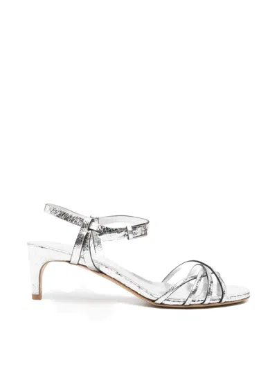 Del Carlo Iride Crackled-effect Strappy Sandals In Silver