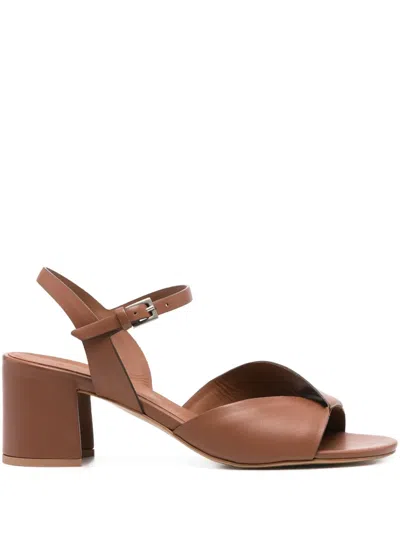 Del Carlo Leather Sandals In Brown