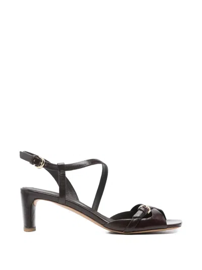 Del Carlo Leather Sandals In Brown