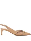 Del Carlo Leather Slingback Pumps In Neutral