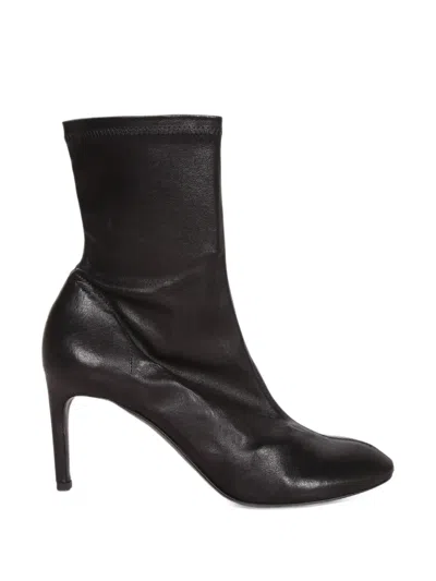 Del Carlo Leather Stiletto-heel Boots In Black