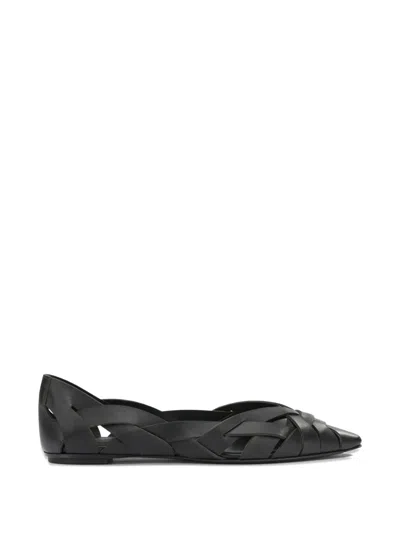 Del Carlo Lisi Interwoven Pointed-toe Ballet Flats In Black