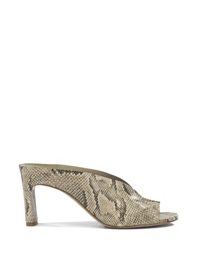 Del Carlo Beige Calf Leather Leather Heeled Shoes In Animal Print