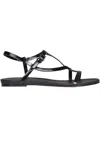 Del Carlo Patent Leather Sandals In Black
