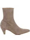 Del Carlo Pointed Suede Boots In Brown