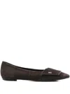 Del Carlo Pointed-toe Bal Flat In Brown