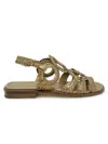 Del Carlo Pons Quintana Leather Tina Flat Sandals In Bronze