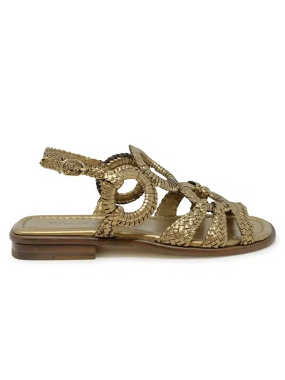 Del Carlo Pons Quintana Leather Tina Flat Sandals In Bronze