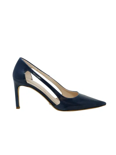 Del Carlo Roberto  Denim Patent Leather Vetro Pumps In Blu