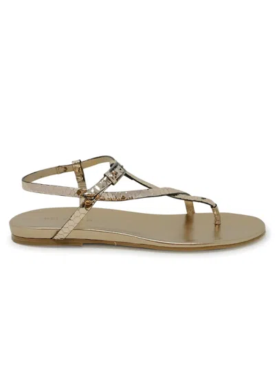 Del Carlo Roberto  Leather Flat Sandals In Bronze