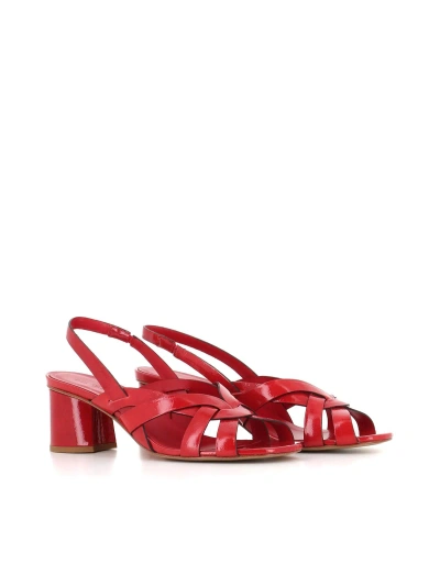 Del Carlo 65mm Patent Leather Sandals In Red