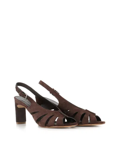 Del Carlo Cut-out Slingback Sandals In Brown