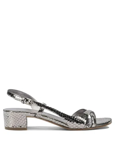 Del Carlo Silver Goat Leather Leather Sandals
