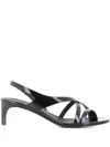Del Carlo Slingback Leather Sandals In Black