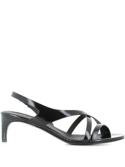 Del Carlo Slingback Leather Sandals In Black