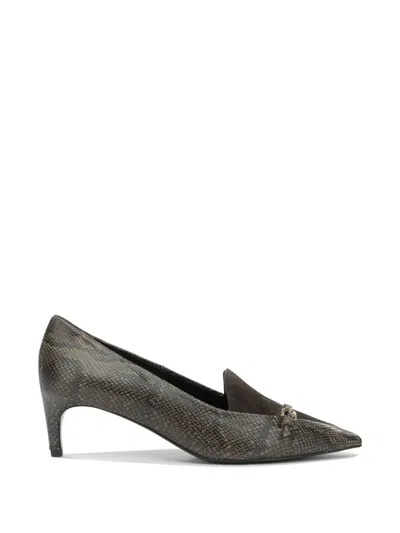 Del Carlo Snake-effect Buckle-detail Pumps In Black