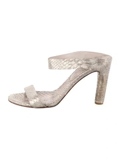 Pre-owned Del Carlo Snakeskin Animal Print Sandals In Multi