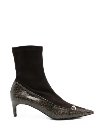 Del Carlo Snakeskin-effect Buckled Ankle Boots In Black